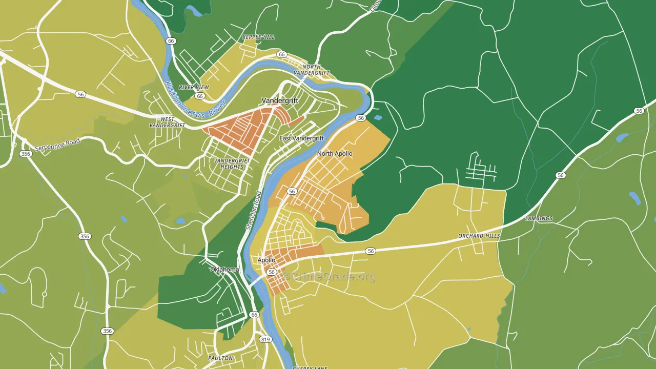 North Apollo, PA Map of Vandalism Rates