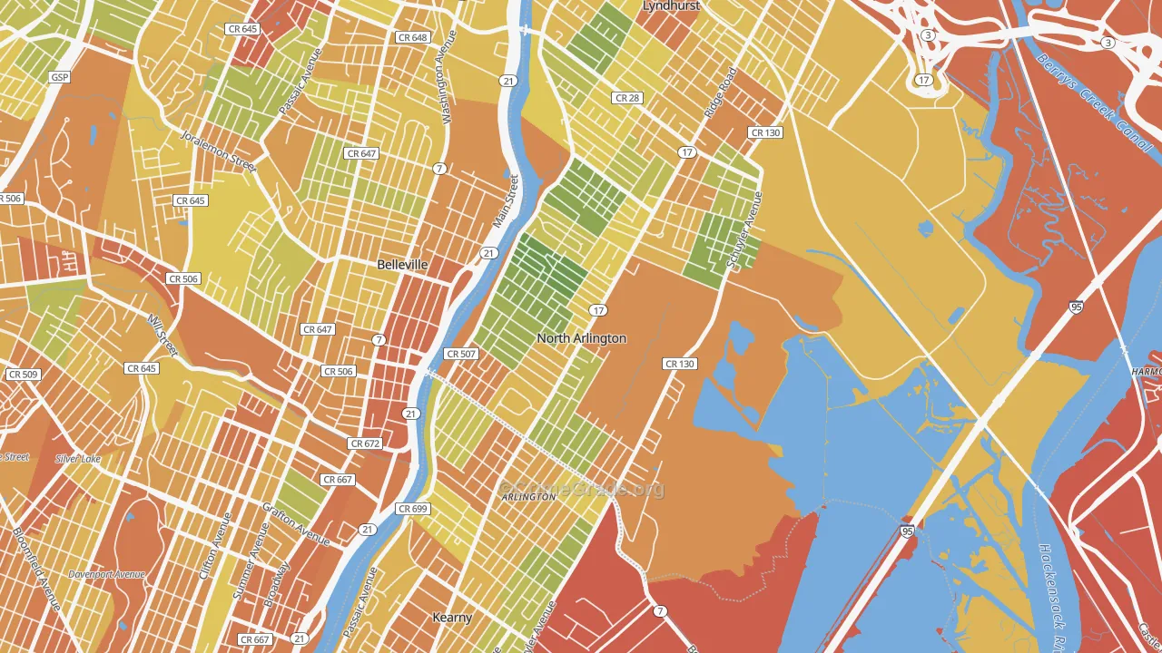 North Arlington, NJ Map of Vandalism Rates