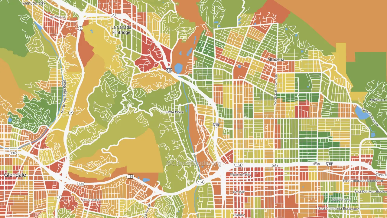 North Arroyo, Pasadena, CA Map of Vandalism Rates