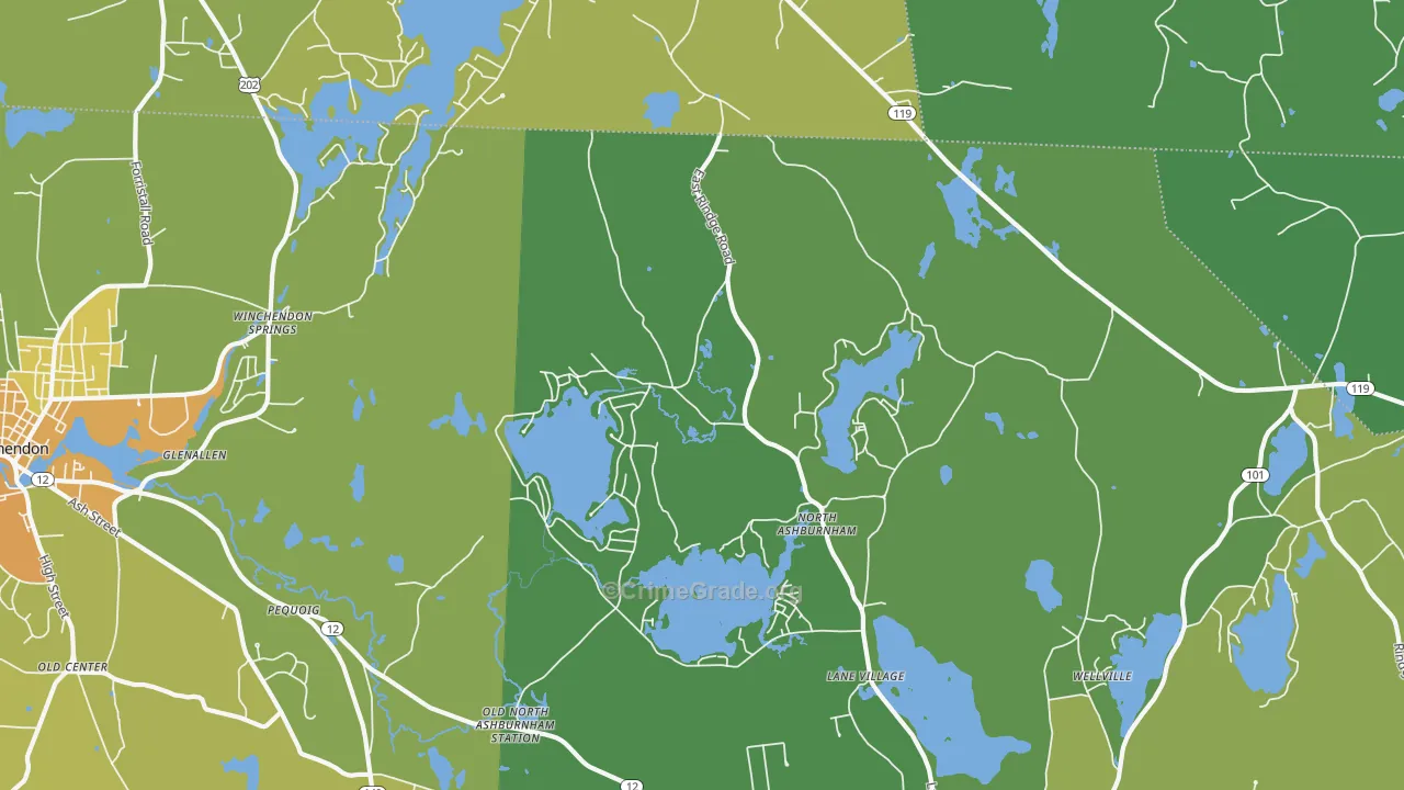 North Ashburnham, MA Map of Vandalism Rates