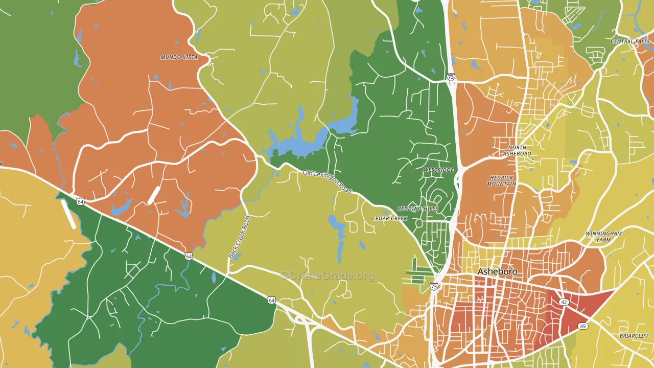 North Asheboro, NC Map of Vandalism Rates