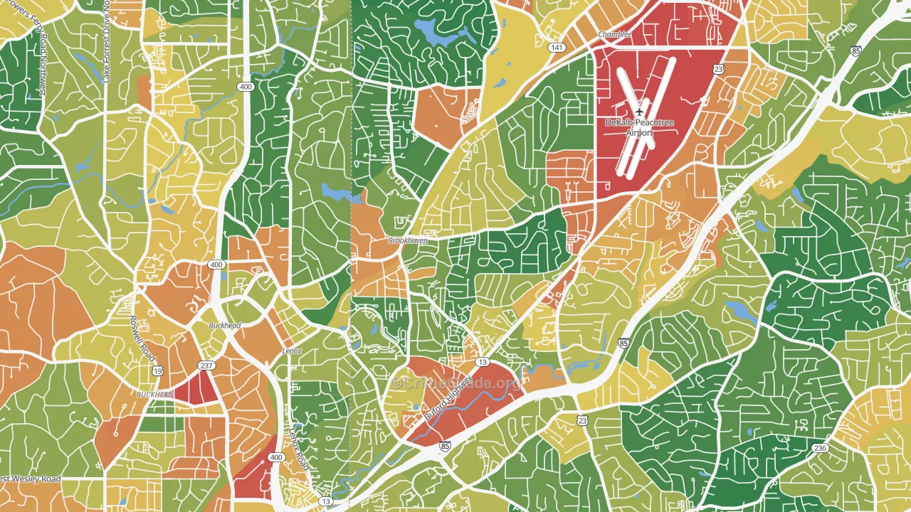 North Atlanta, GA Map of Vandalism Rates