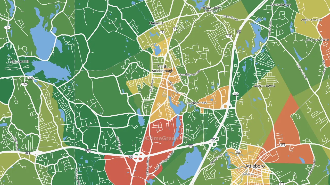 North Attleboro, MA Map of Vandalism Rates