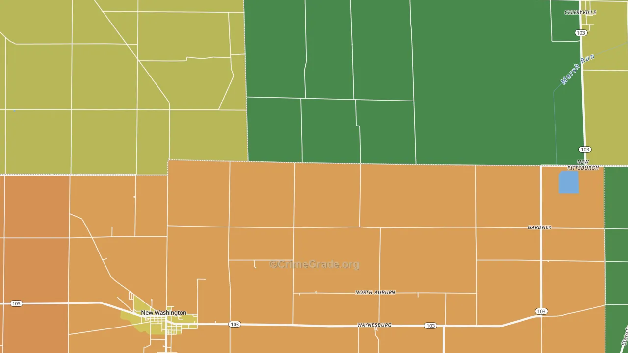 North Auburn, OH Map of Vandalism Rates