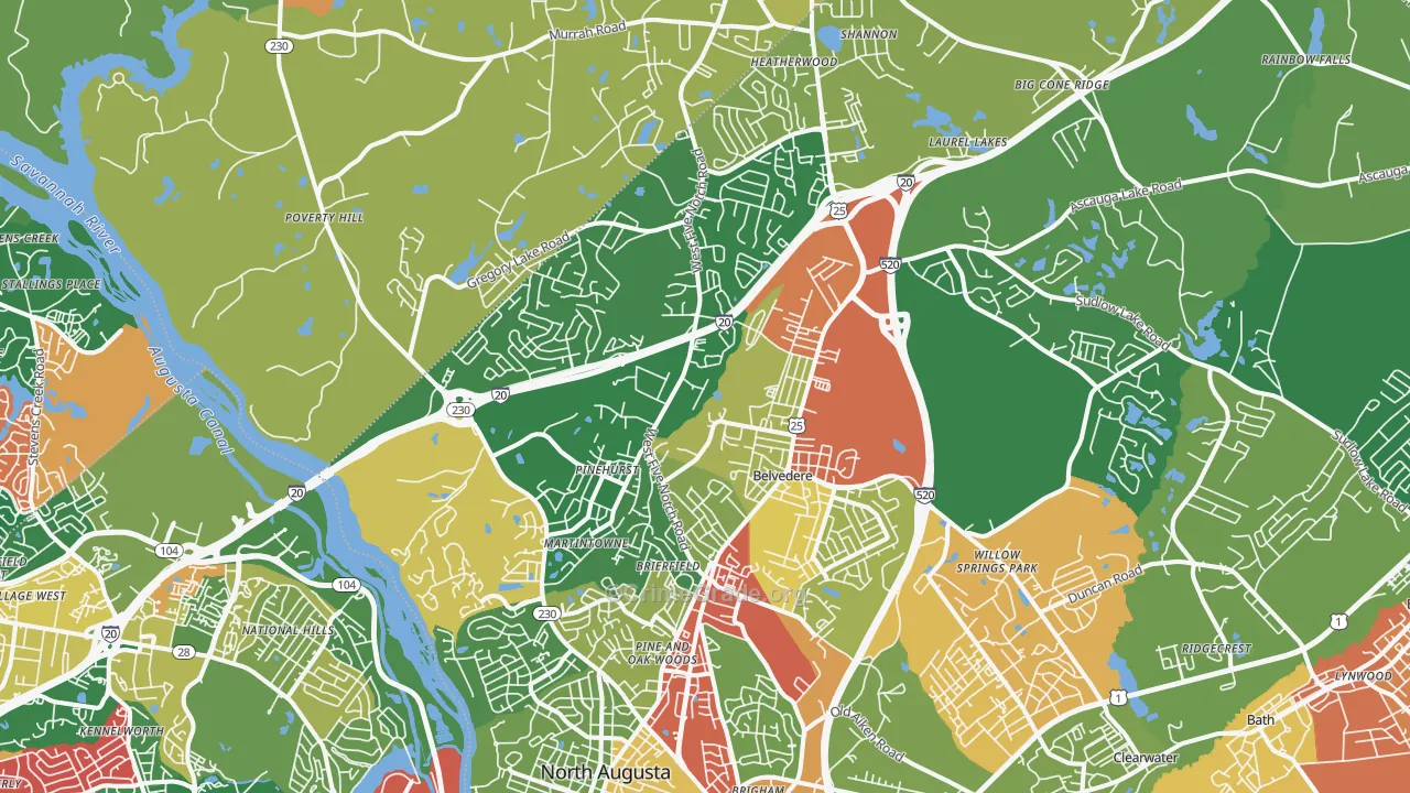 North Augusta, SC Map of Vandalism Rates