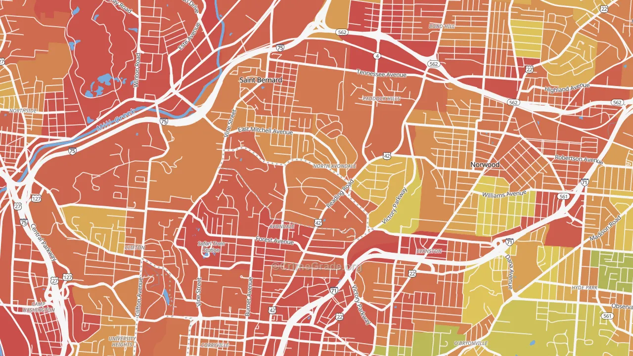 North Avondale, Cincinnati, OH Map of Vandalism Rates
