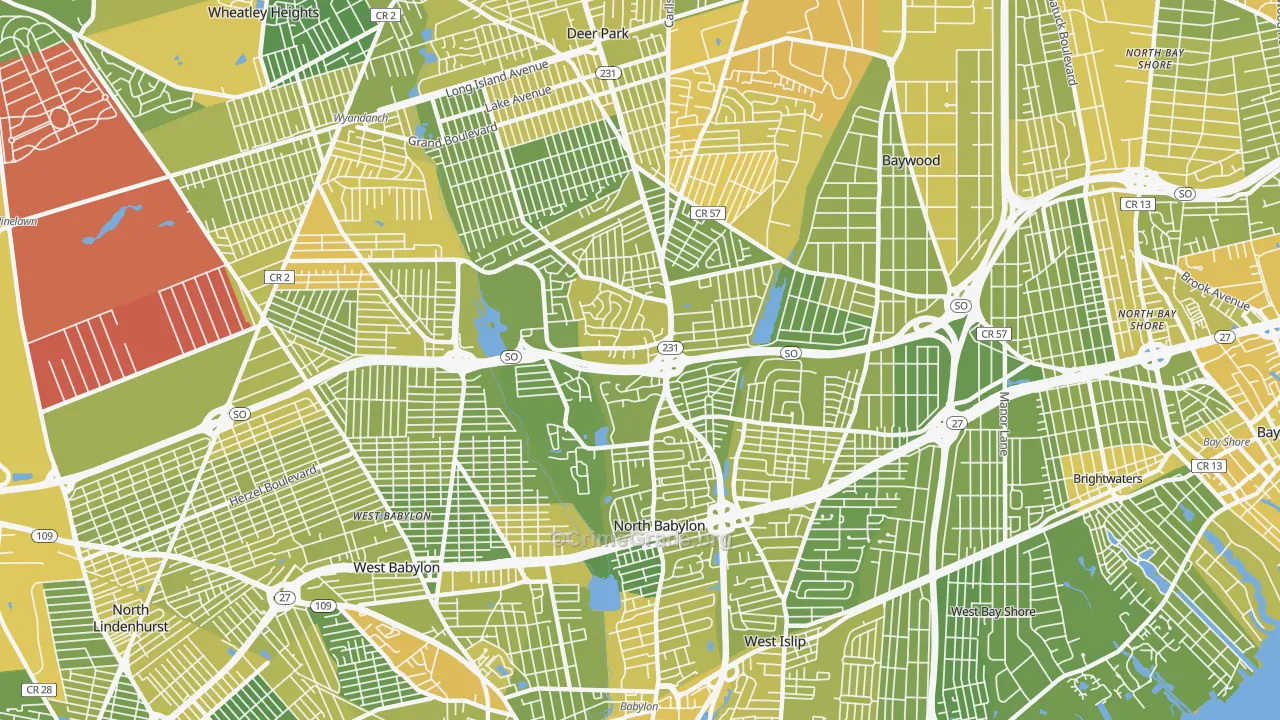 North Babylon, NY Map of Vandalism Rates