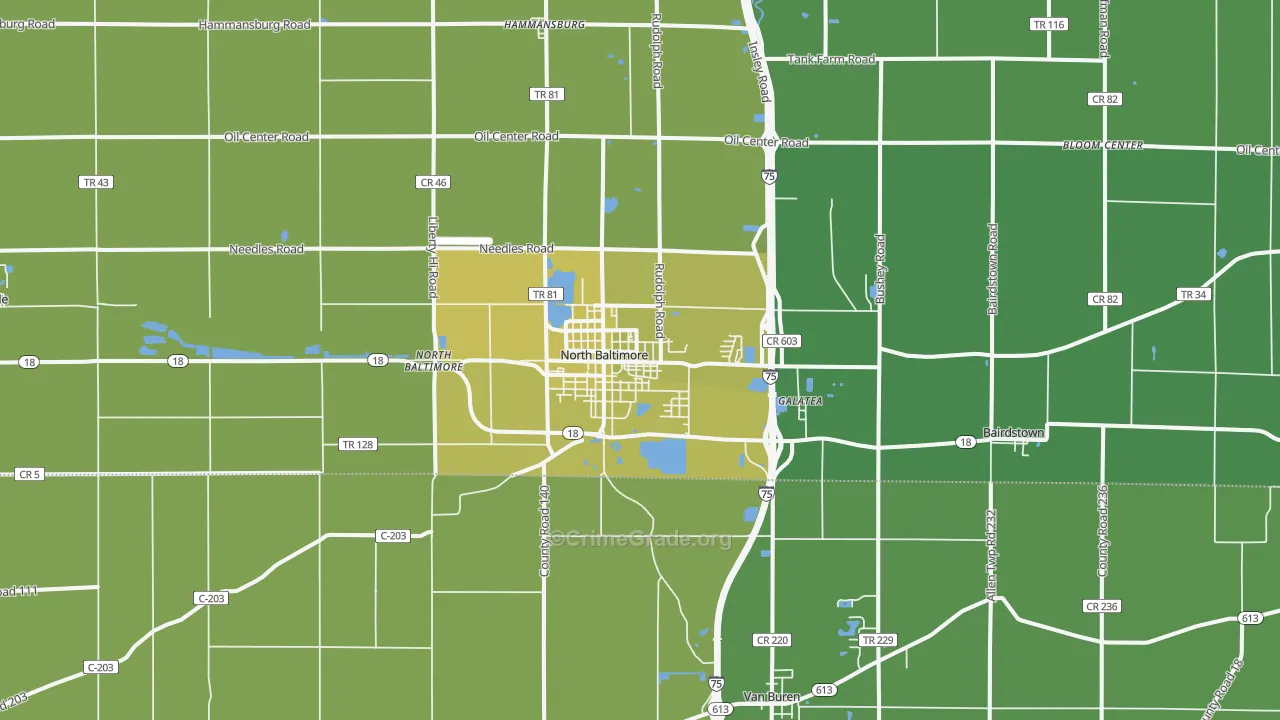 North Baltimore, OH Map of Vandalism Rates
