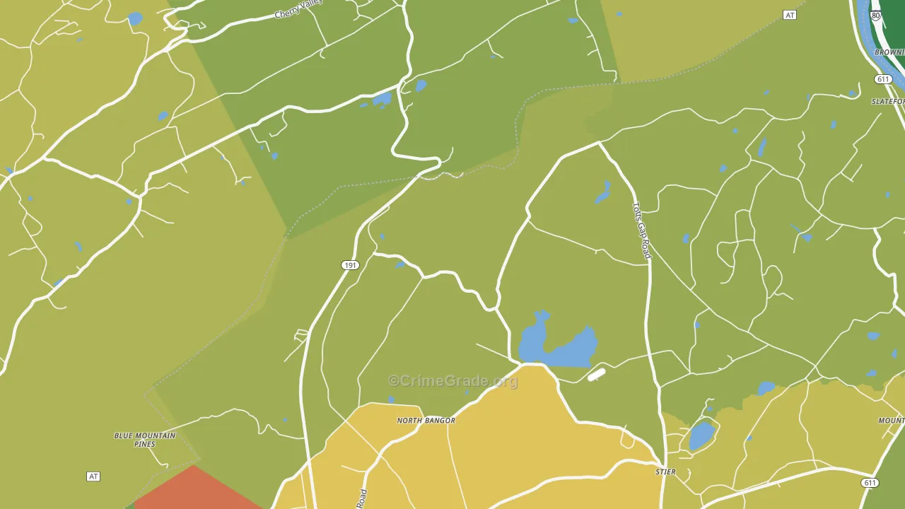 North Bangor, PA Map of Vandalism Rates