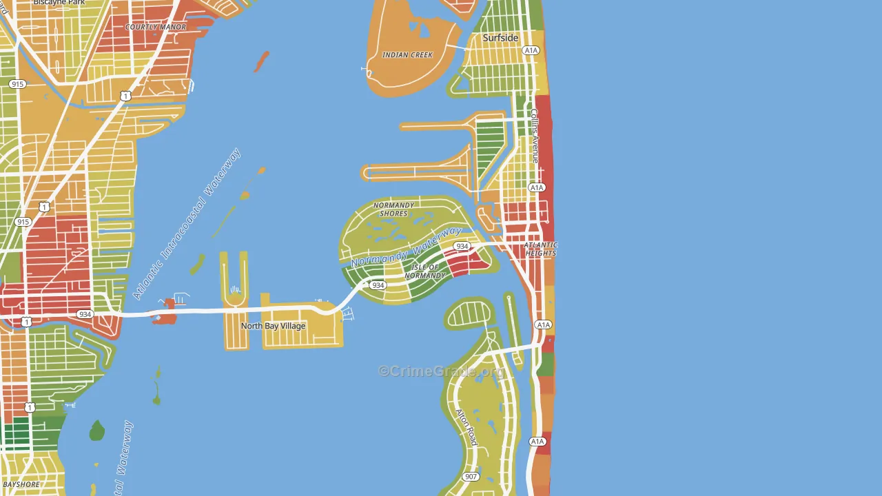 North Bay Village, FL Map of Vandalism Rates