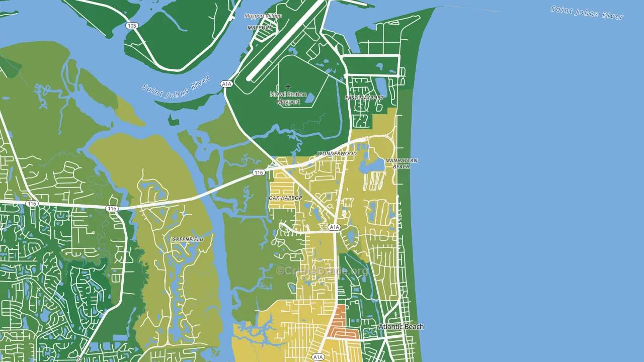 North Beach, Atlantic Beach, FL Map of Vandalism Rates