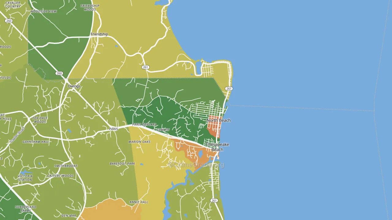 North Beach, MD Map of Vandalism Rates