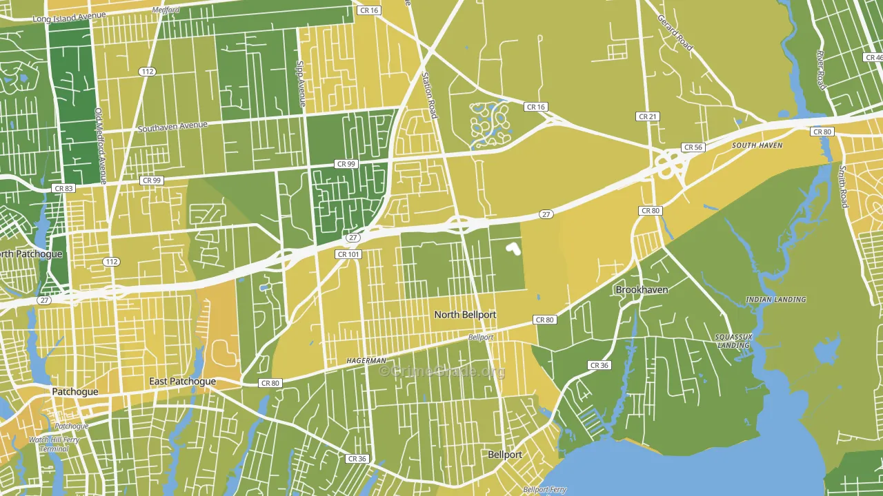 North Bellport, NY Map of Vandalism Rates