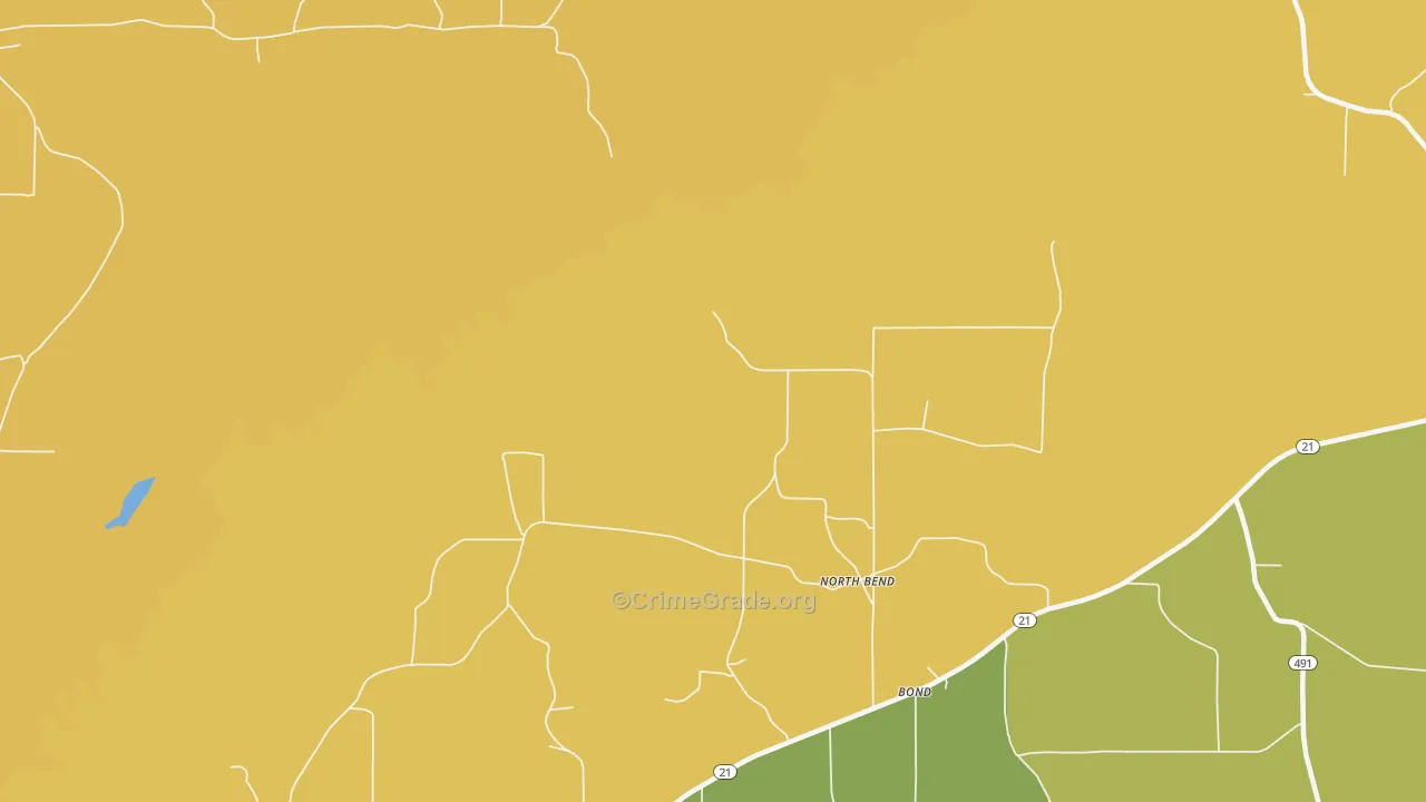 North Bend, MS Map of Vandalism Rates