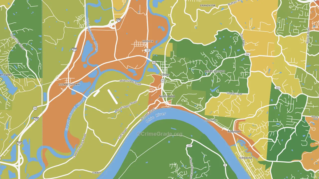 North Bend, OH Map of Vandalism Rates