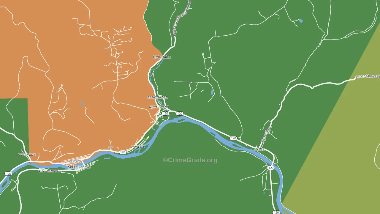 North Bend, PA Map of Vandalism Rates