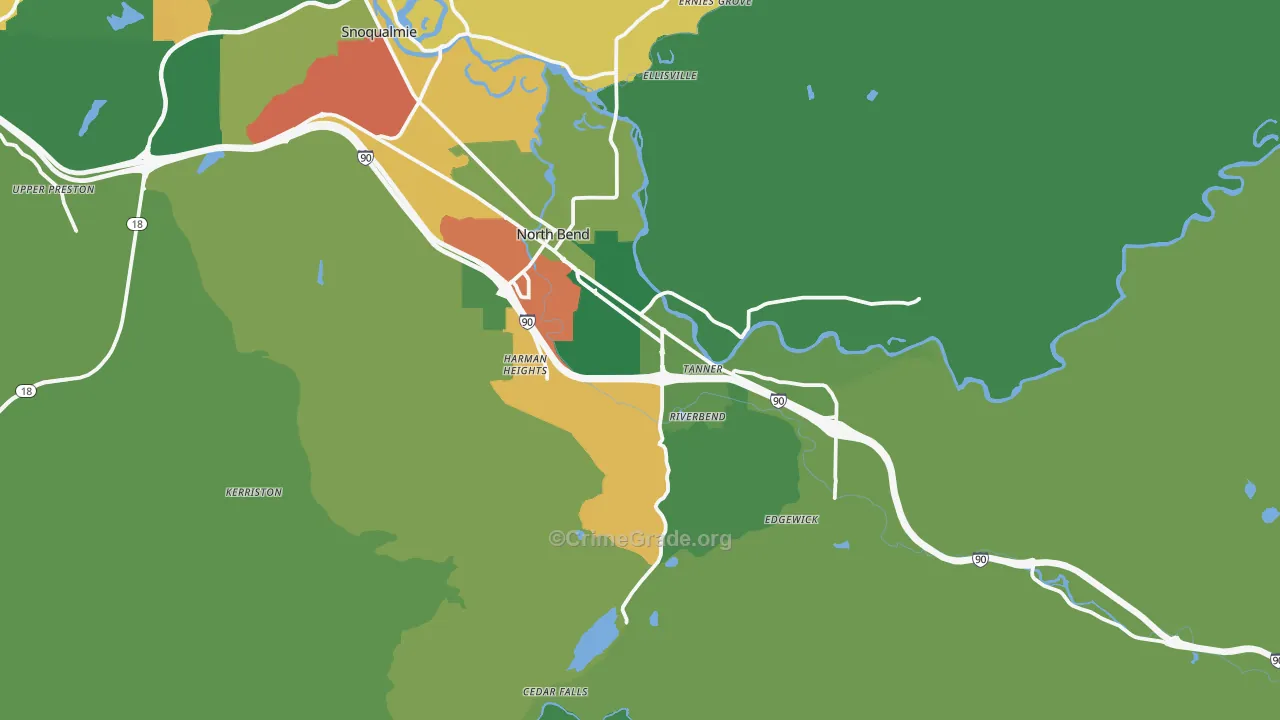 North Bend, WA Map of Vandalism Rates