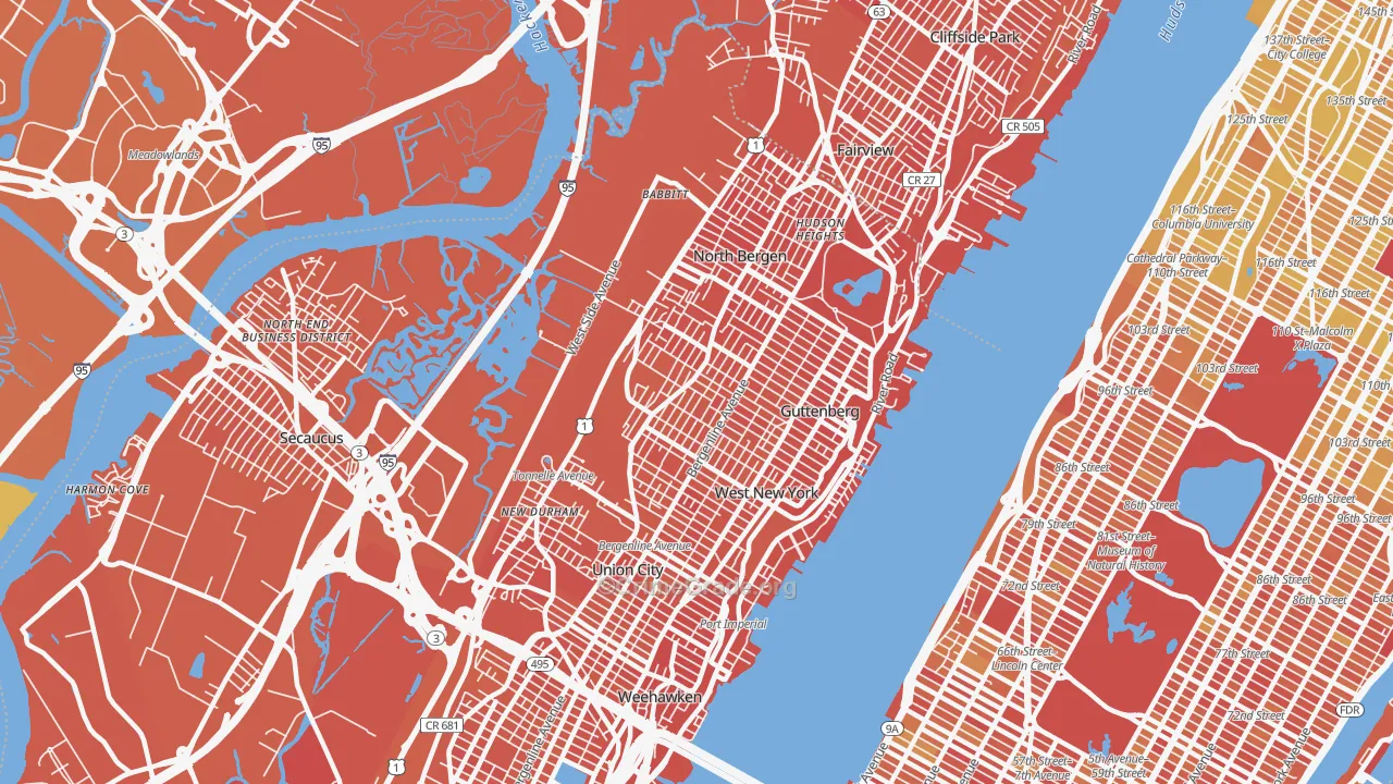 North Bergen, NJ Map of Vandalism Rates