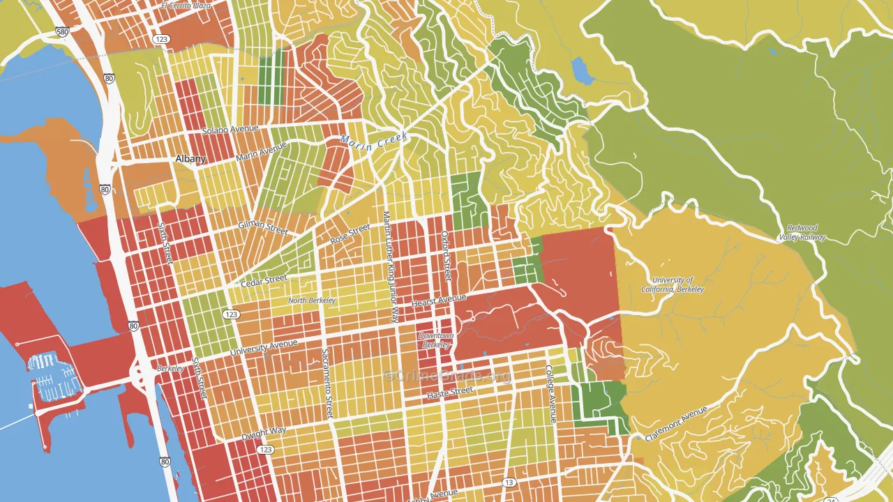 North Berkeley, Berkeley, CA Map of Vandalism Rates