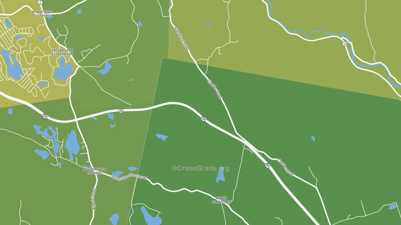 North Blandford, MA Map of Vandalism Rates
