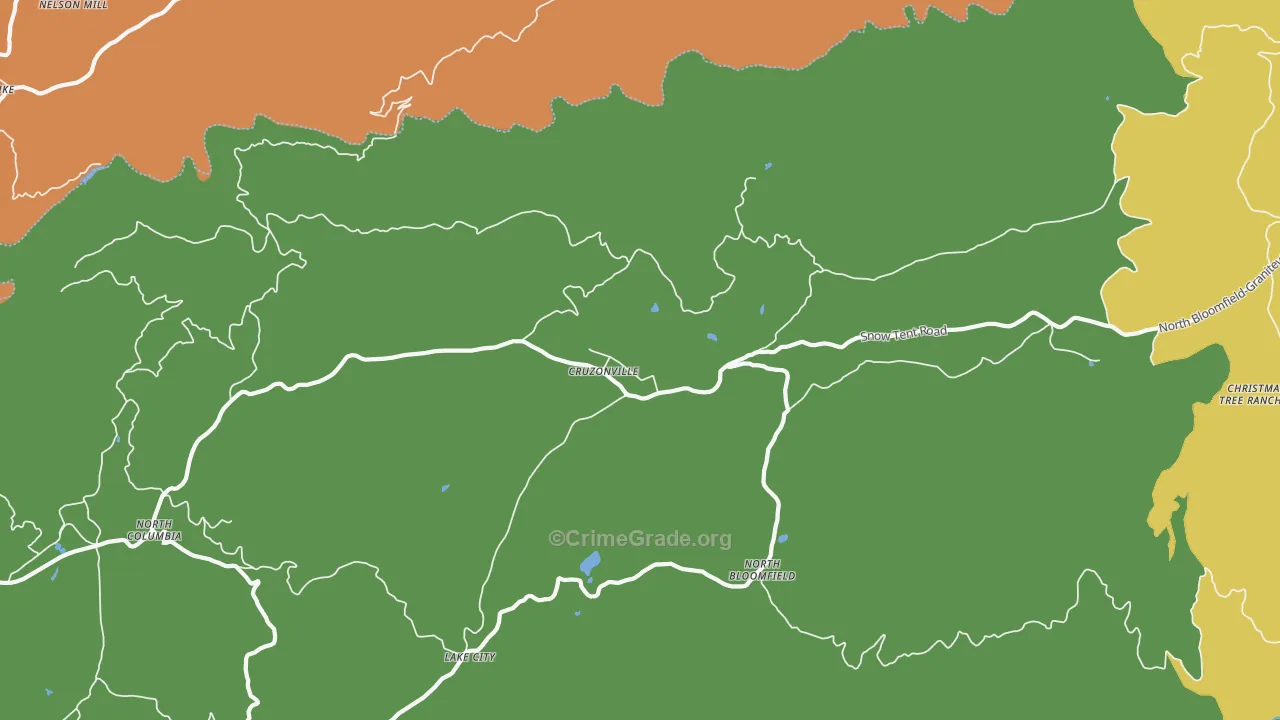 North Bloomfield, CA Map of Vandalism Rates