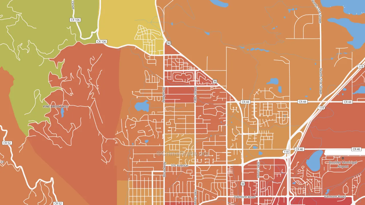 North Boulder, Boulder, CO Map of Vandalism Rates