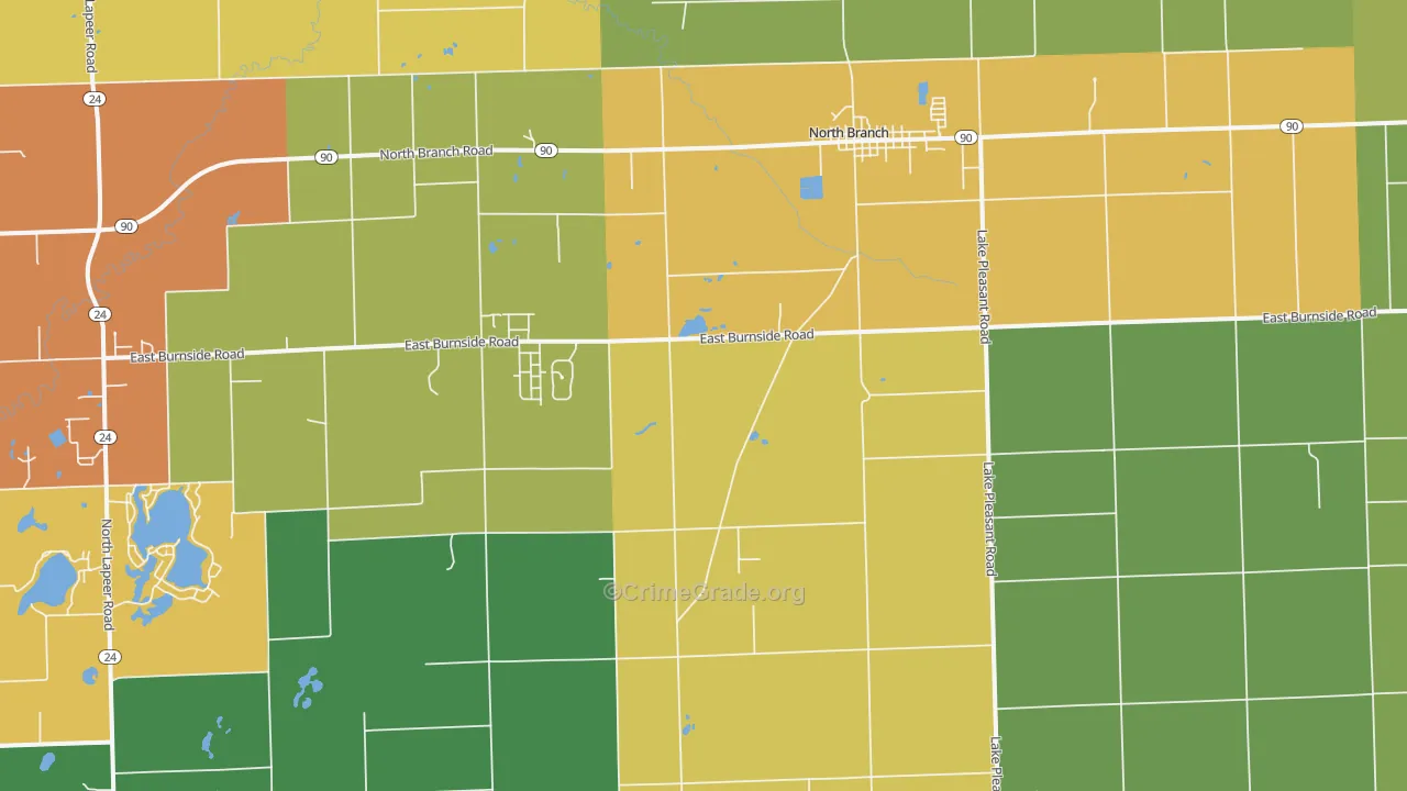 North Branch, MI Map of Vandalism Rates