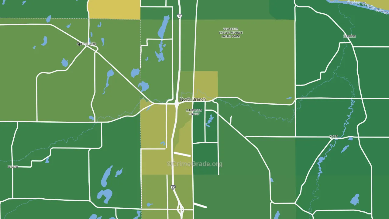 North Branch, MN Map of Vandalism Rates