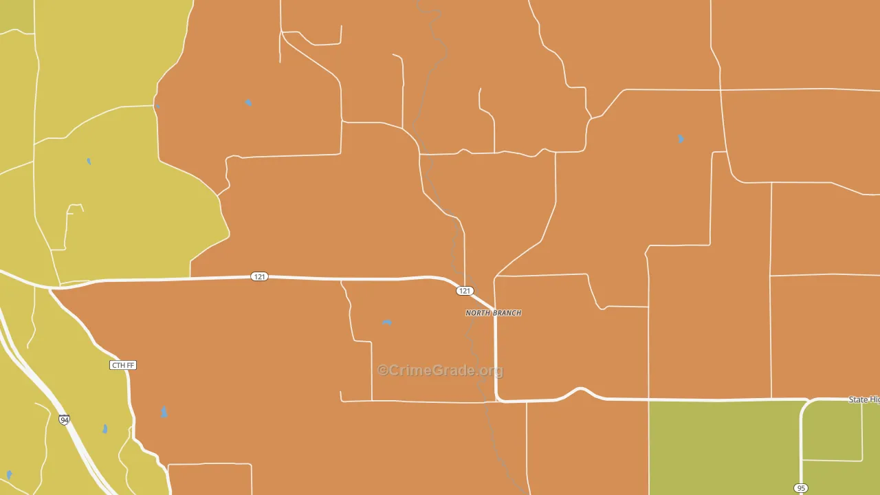 North Branch, WI Map of Vandalism Rates