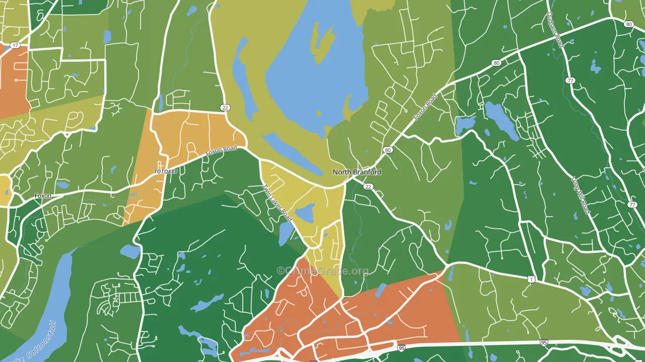 North Branford, CT Map of Vandalism Rates