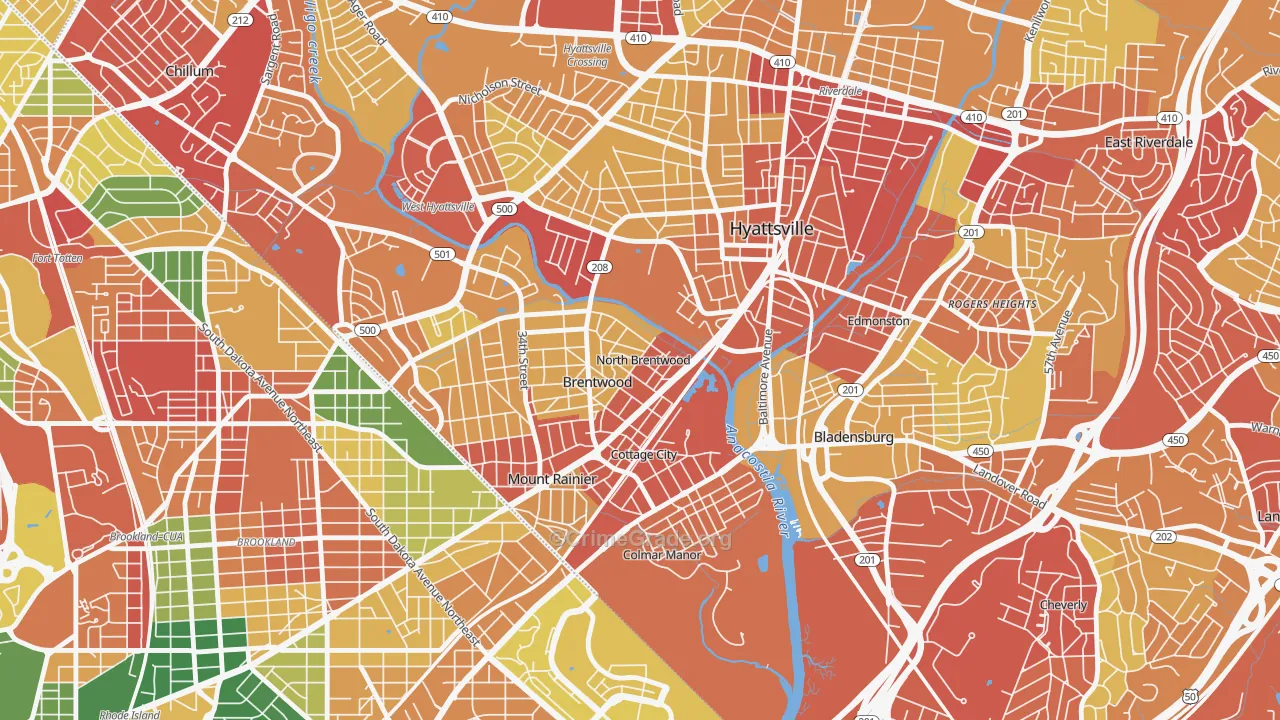 North Brentwood, MD Map of Vandalism Rates