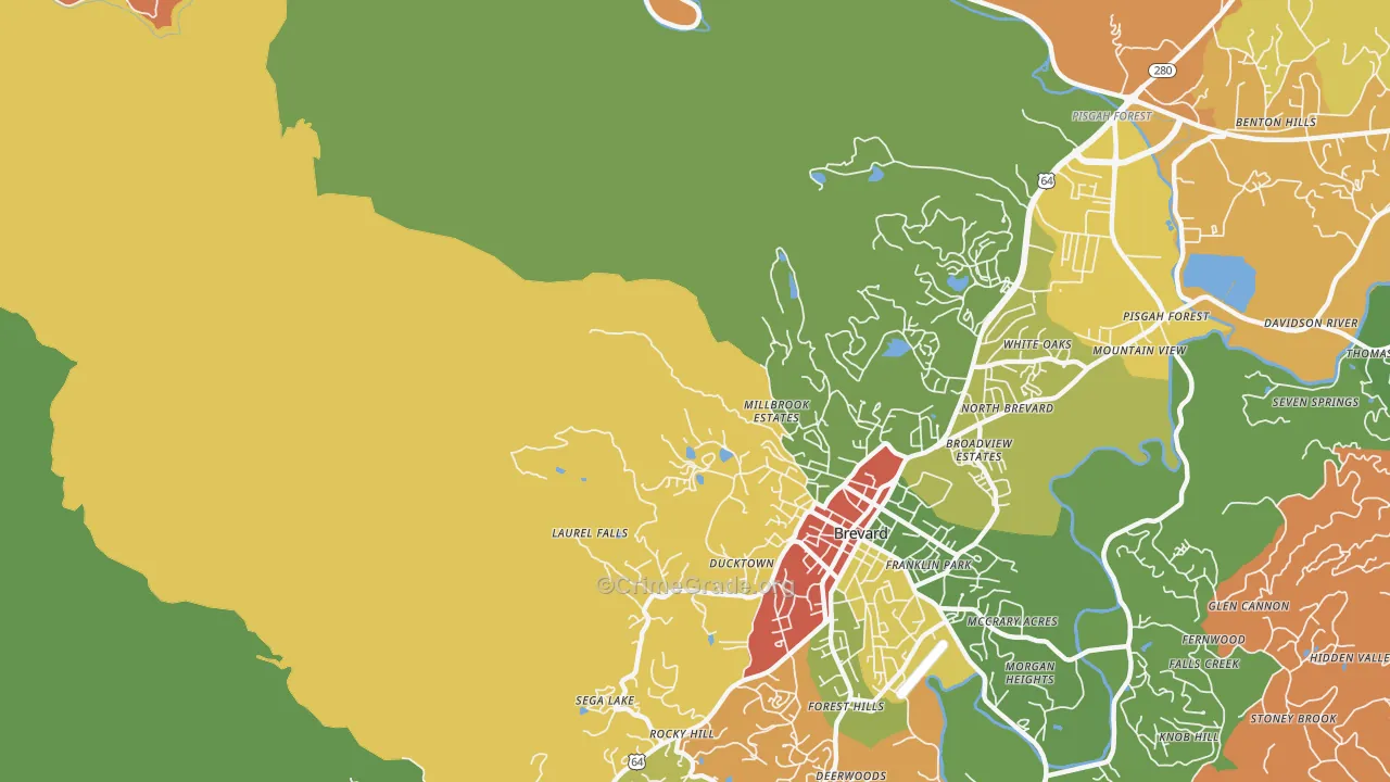 North Brevard, NC Map of Vandalism Rates