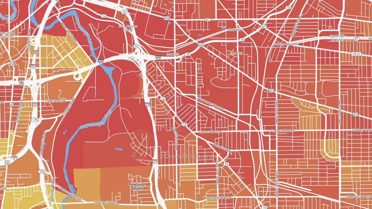 North Broadway, Cleveland, OH Map of Vandalism Rates