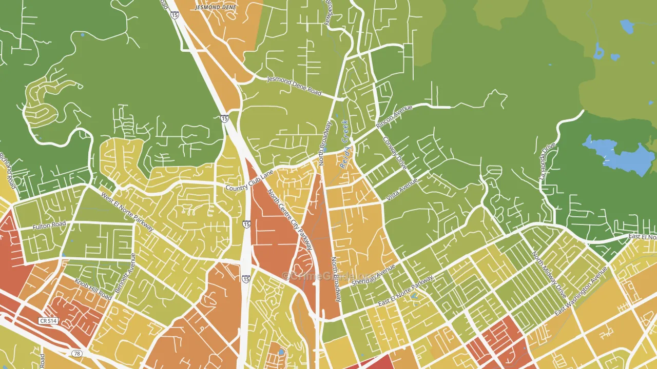 North Broadway, Escondido, CA Map of Vandalism Rates