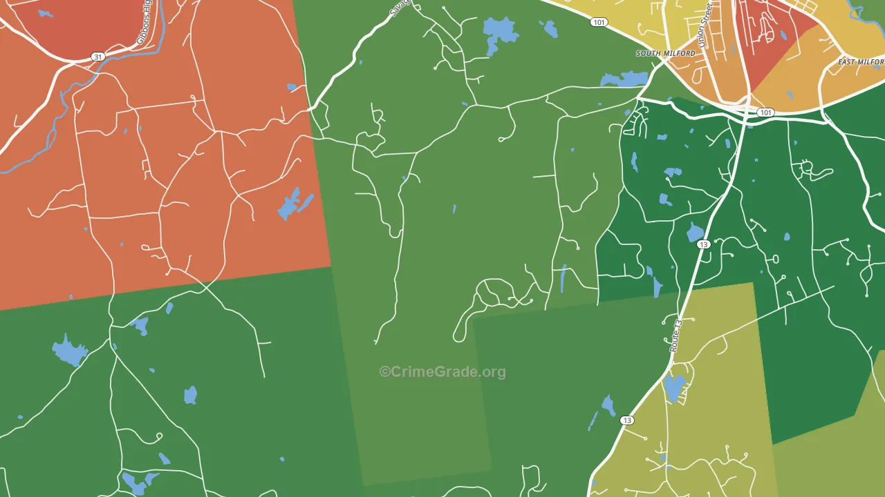 North Brookline, NH Map of Vandalism Rates