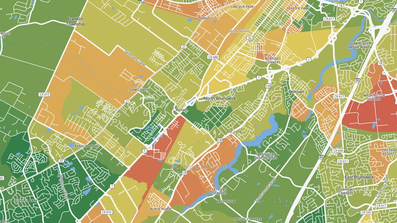 North Brunswick, NJ Map of Vandalism Rates