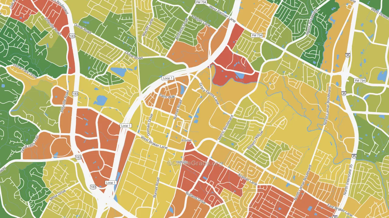 North Burnet, Austin, TX Map of Vandalism Rates