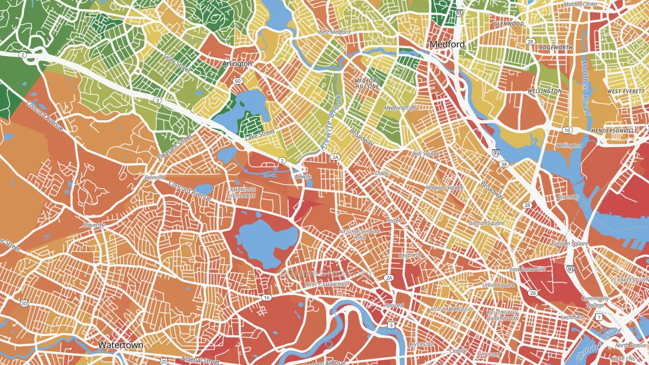 North Cambridge, Cambridge, MA Map of Vandalism Rates