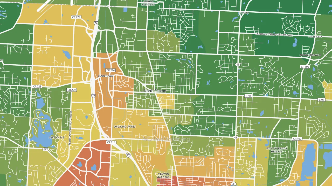 North Canton, OH Map of Vandalism Rates