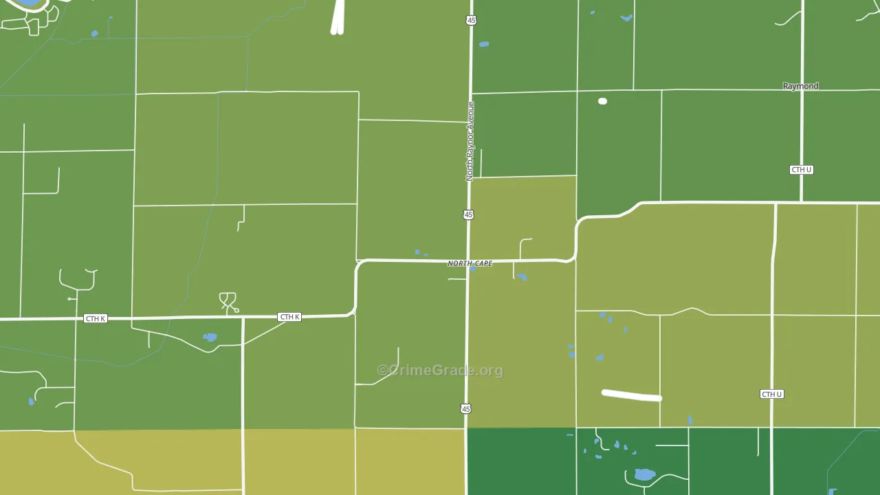 North Cape, WI Map of Vandalism Rates