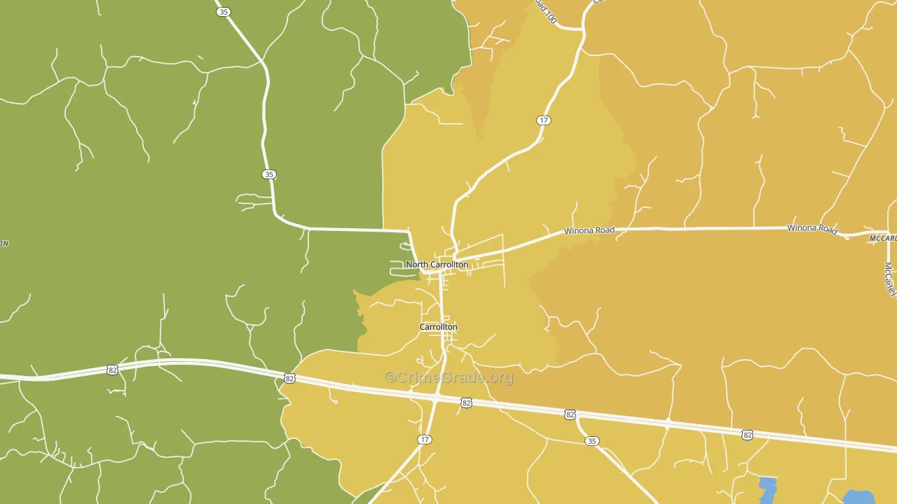 North Carrollton, MS Map of Vandalism Rates