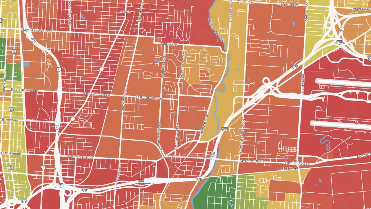 North Central, Columbus, OH Map of Vandalism Rates