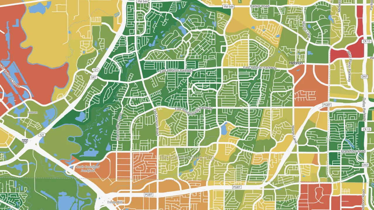 North Central Dallas, Carrollton, TX Map of Vandalism Rates