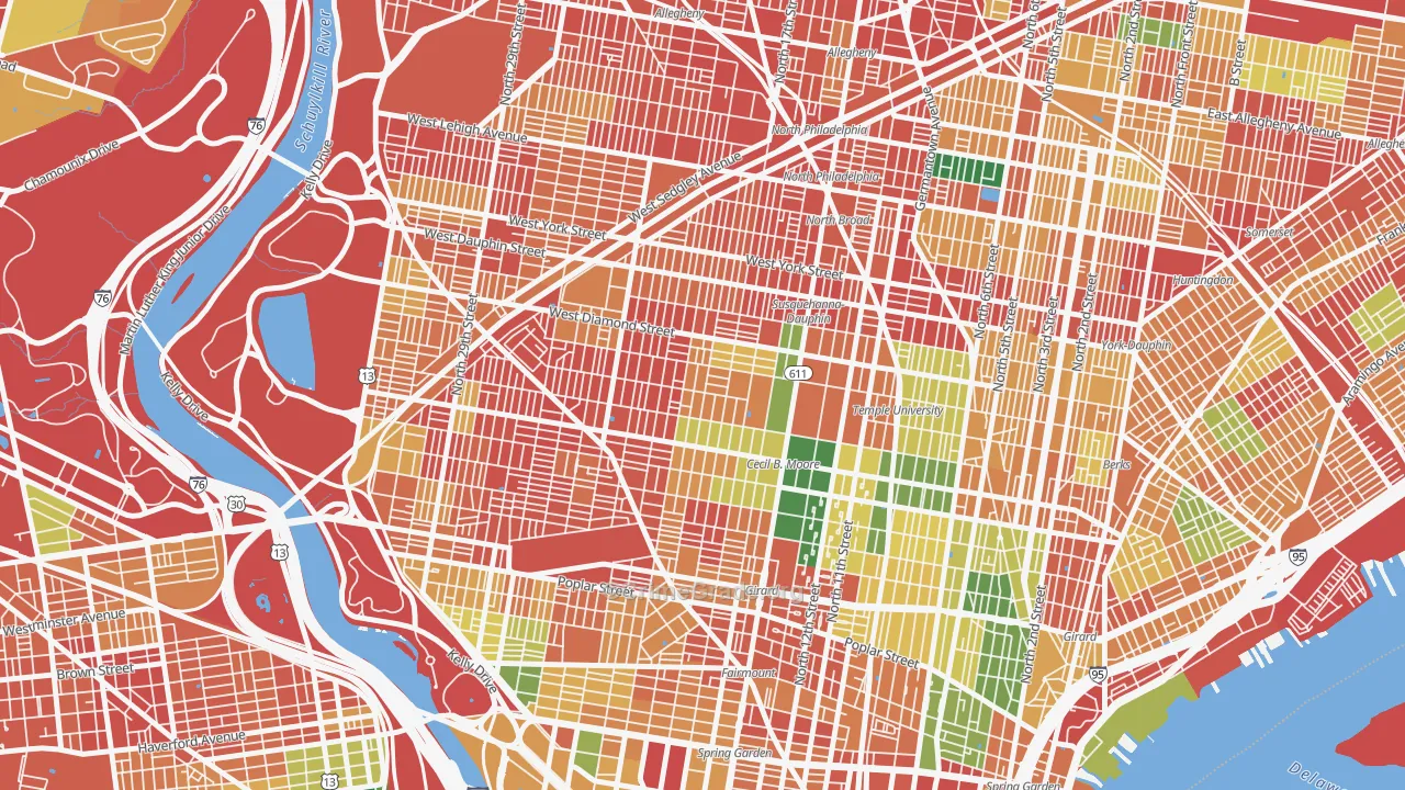 North Central, Philadelphia, PA Map of Vandalism Rates