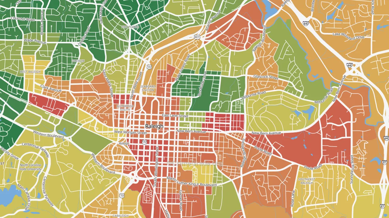 North Central, Raleigh, NC Map of Vandalism Rates