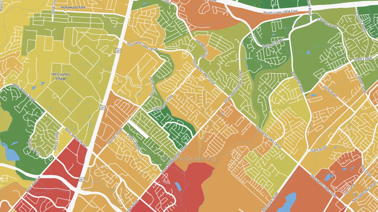 North Central Thousand Oaks, San Antonio, TX Map of Vandalism Rates
