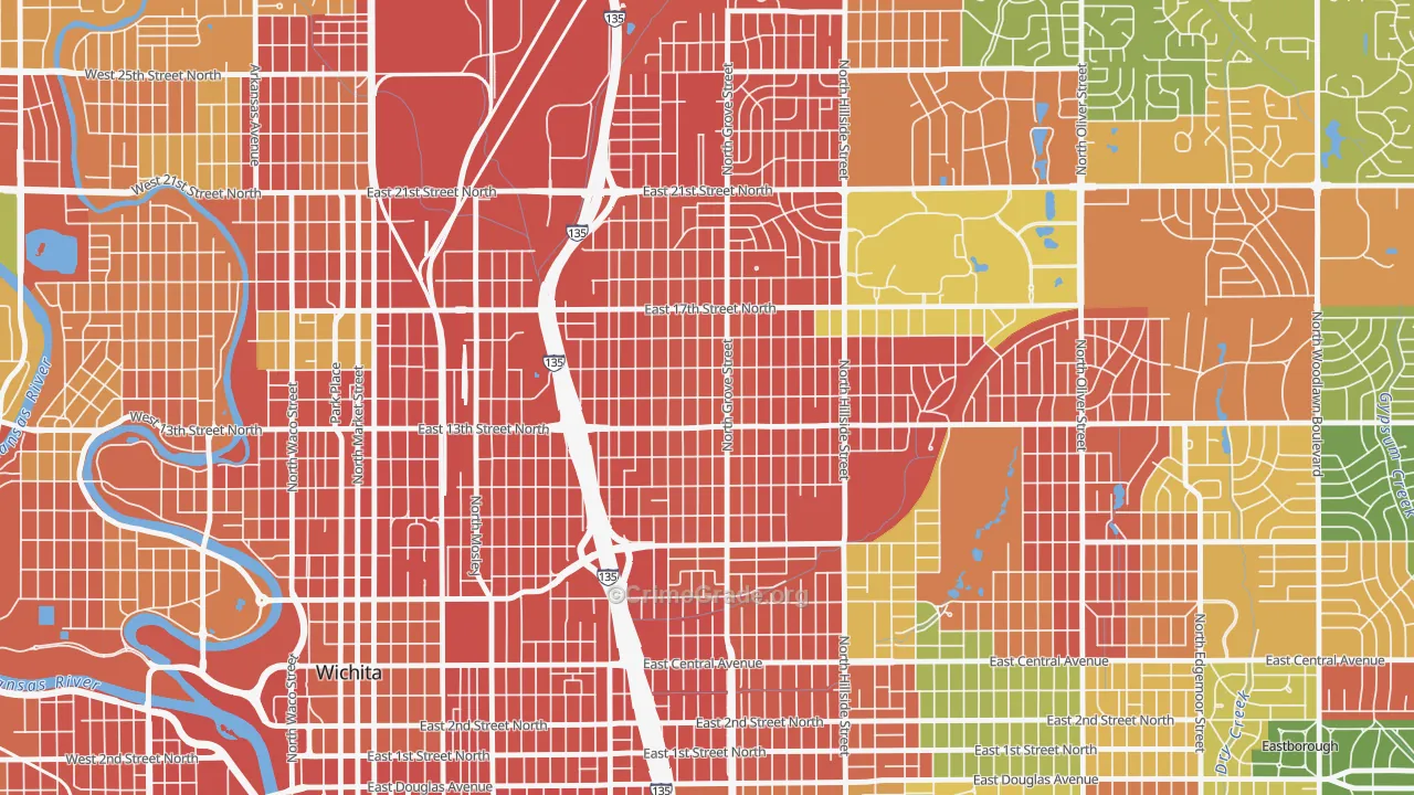 North Central, Wichita, KS Map of Vandalism Rates