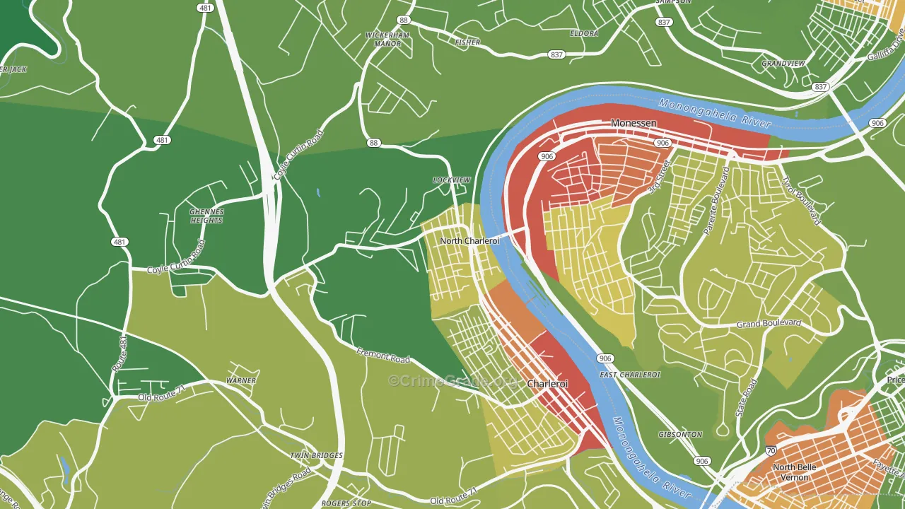 North Charleroi, PA Map of Vandalism Rates