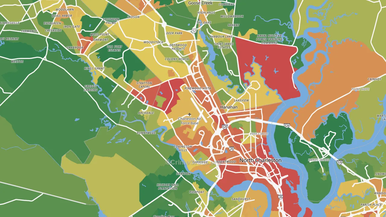 North Charleston, SC Map of Vandalism Rates