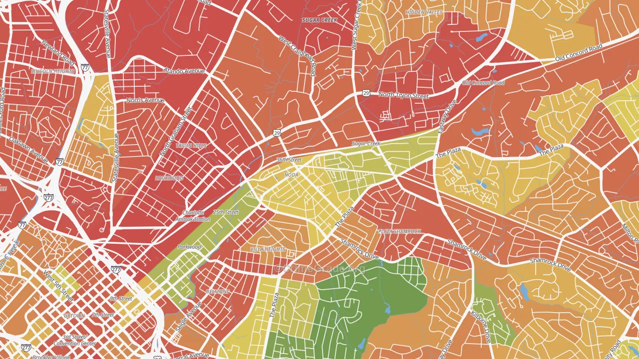 North Charlotte, Charlotte, NC Map of Vandalism Rates